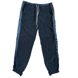 Hard Tail Y2K Jogger Pant Women XL Pull On Blue Satin Side Stripe Cupra Silky